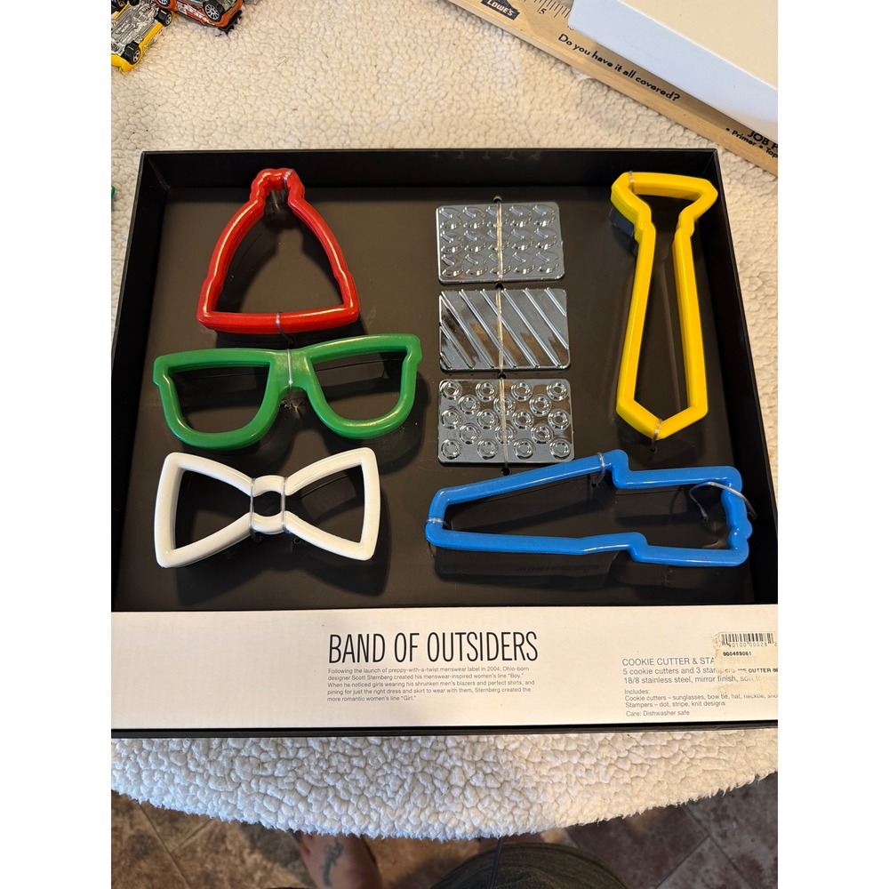 Band of Outsiders Cookie Cutter & Stamper Set 8pc Stainless Steel Menswear Theme